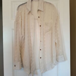 Cream Swiss Dot Button-Up Shirt